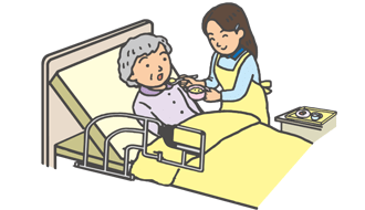 背上げ機能を利用する介護者