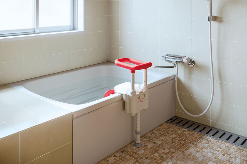 ユニットバス対応浴槽手すり UST-130UBショート 使用イメージ